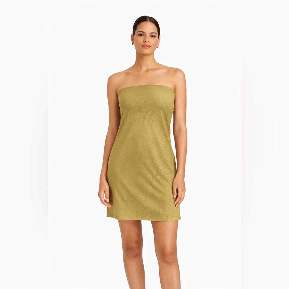 Express. 1999 Y2K Dress. NWT. Tube Dress. Built In Bra. 1/2 Size. Gold